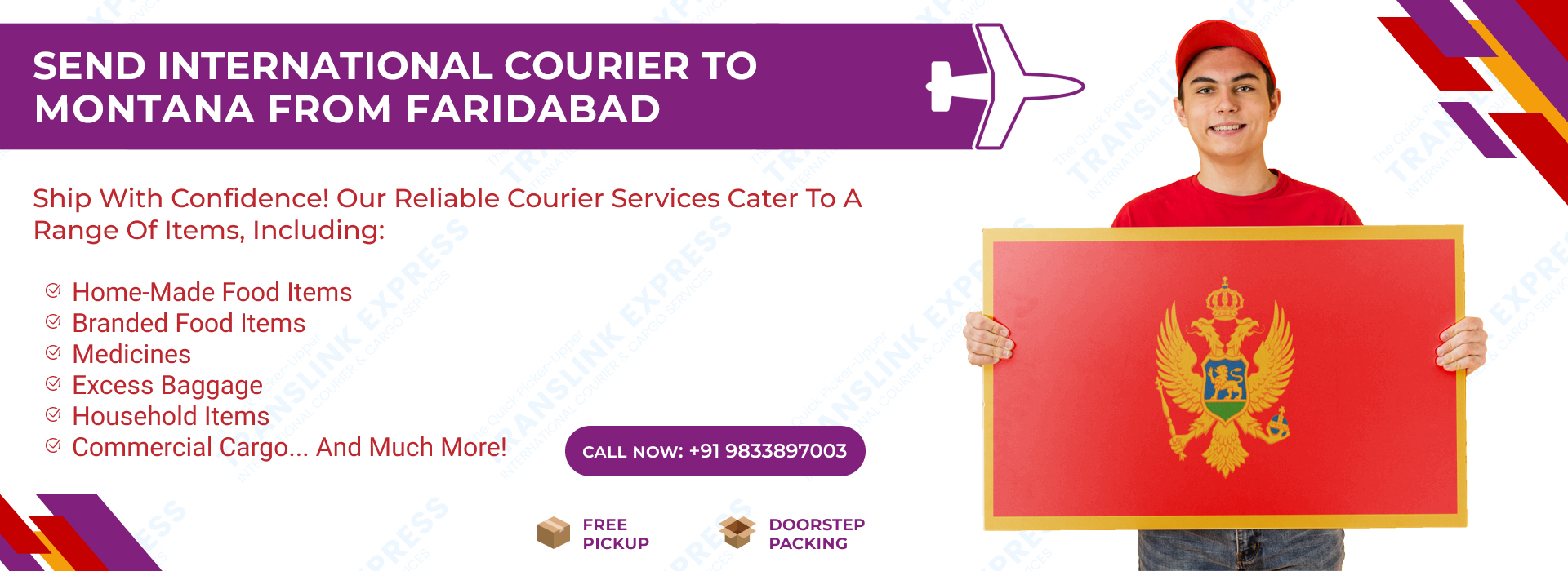 Courier to Montana From Faridabad